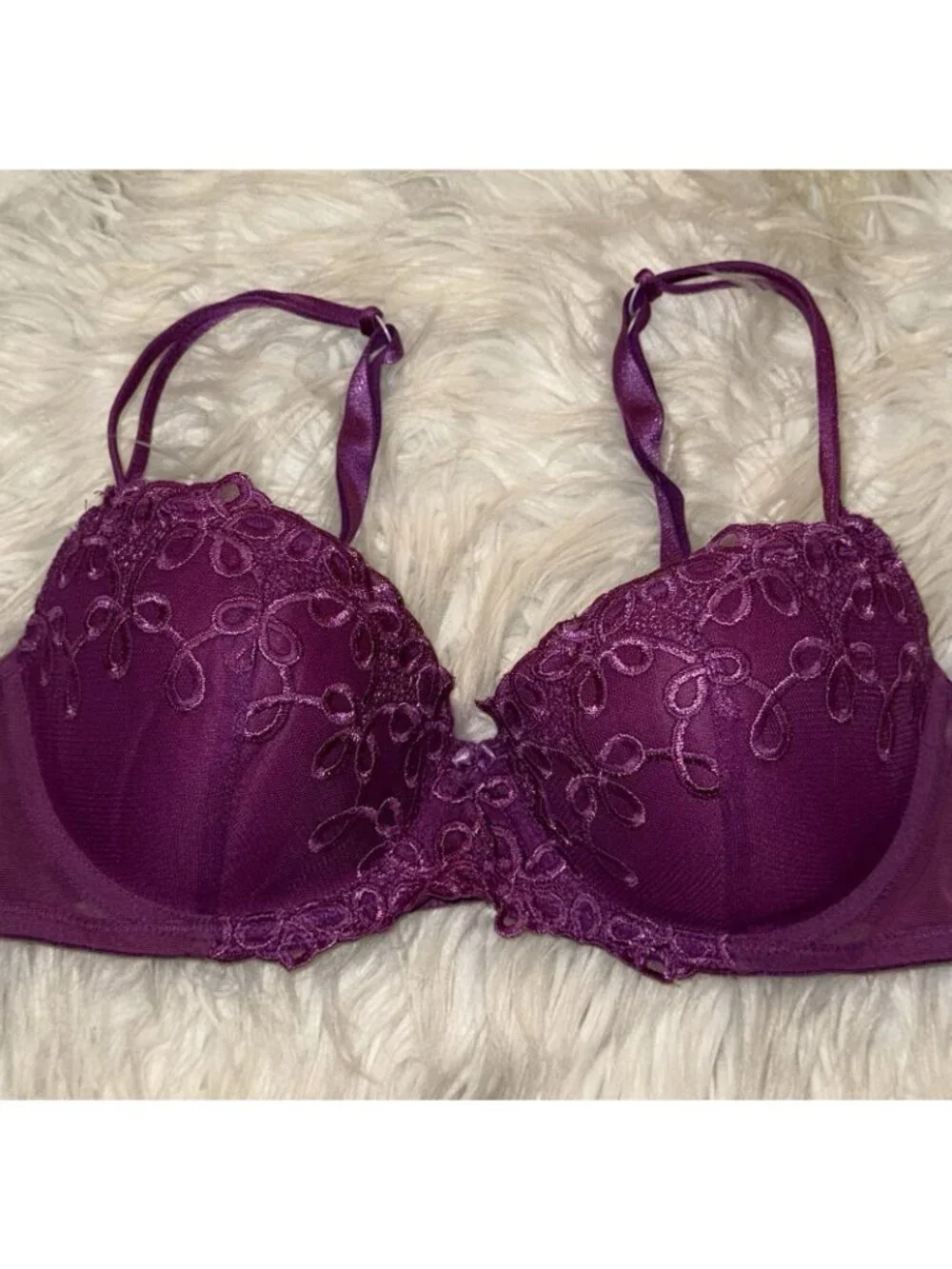 Ambrielle 19399-5 Embroidered Lace Lightly Lined Bra Underwire Womens 36C Purple
